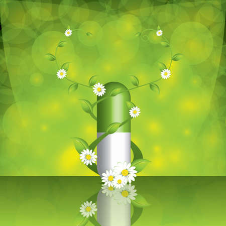 Green alternative medication concept - pill caduceus styleのイラスト素材