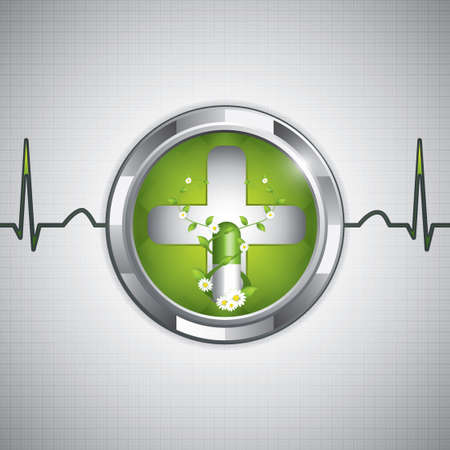 Green alternative medication concept - Natural herbal pillのイラスト素材