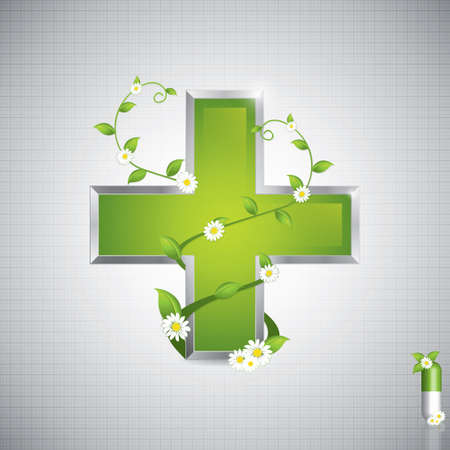 Alternative medication concept - medical cross caduceus styleのイラスト素材