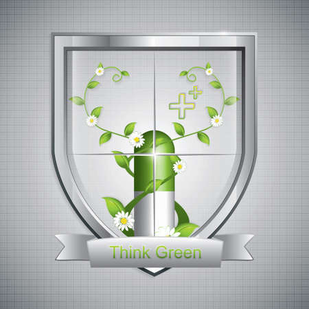 Protect natural herbal pills - Think greenのイラスト素材