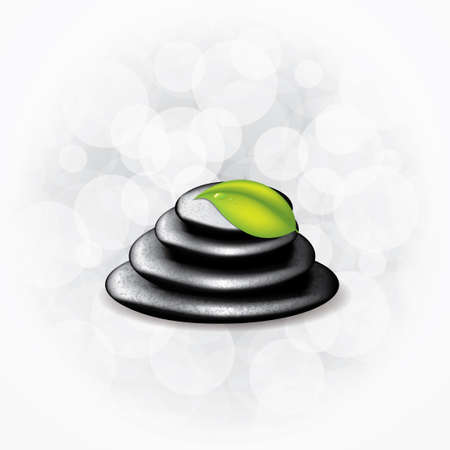 background of a spa with stones, and a green leafのイラスト素材