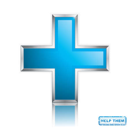 Blue cross clean symbol isolated on whiteのイラスト素材