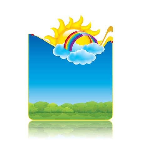 Spring frame with sun and cloudsのイラスト素材