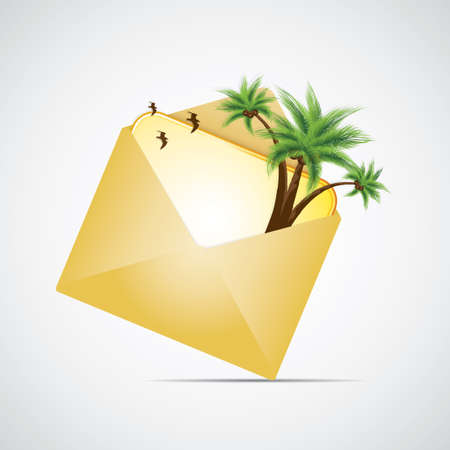 Summer postcard in a envelope Holidayのイラスト素材