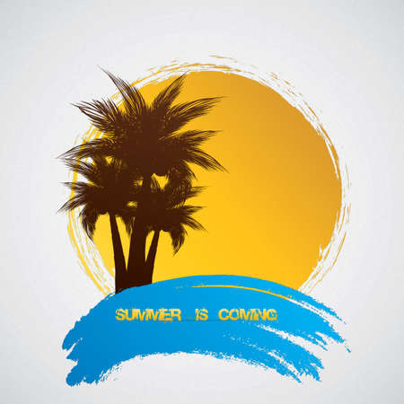 Palm trees on a grunge backgroundのイラスト素材