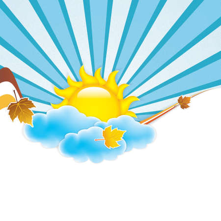 grunge blue clouds Autumn frameのイラスト素材