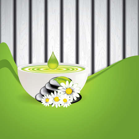 Background with spa stones and white flowers のイラスト素材