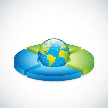 Pie chart with a globe Vectorのイラスト素材