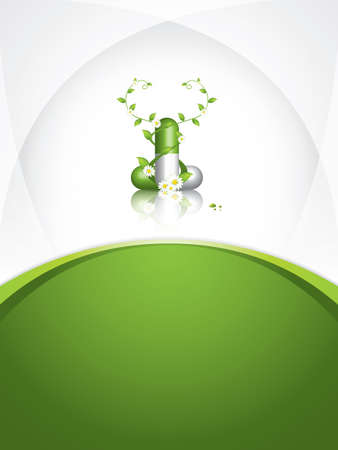 Green alternative medication concept - Herbal pill vectorのイラスト素材