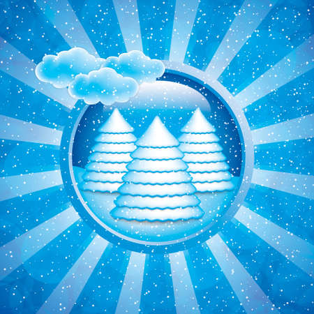Winter frame in blue tone.Seasonal vectorのイラスト素材