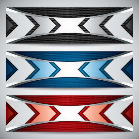 Banners, metallic set, modern backgrounds design, vectorのイラスト素材