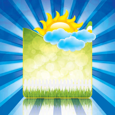 Spring frame with clouds and sunのイラスト素材