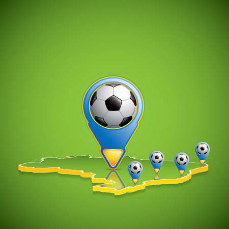 Brazil Soccer 2014 host cities map.Vectorのイラスト素材