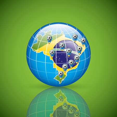 Brazil Soccer 2014 host cities map.Vectorのイラスト素材