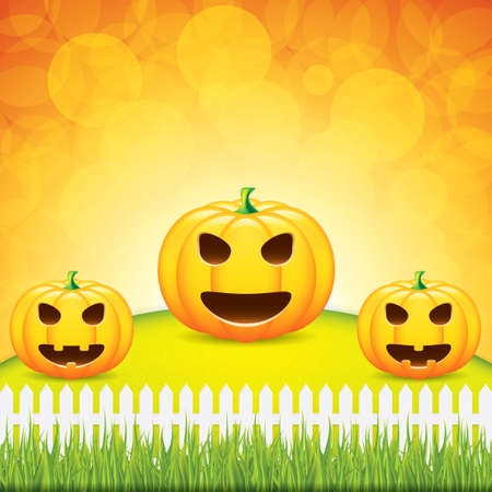 Vector background to Halloween with funny pumpkins のイラスト素材