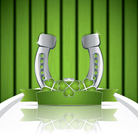 St. Patrick's Day ribbon and a horse shoeのイラスト素材