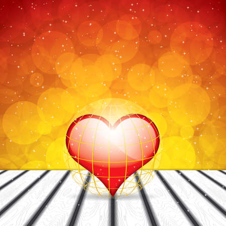 One big red heart in golden cageのイラスト素材