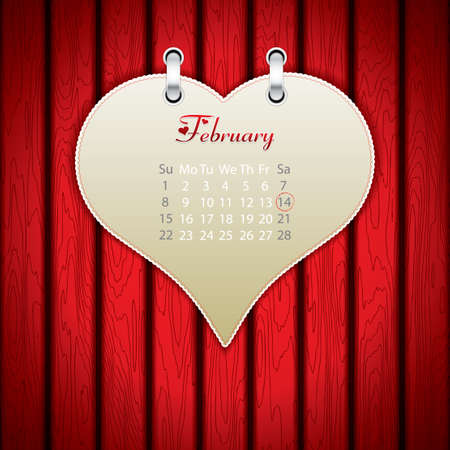 Valentine's Day calendar.Vectorのイラスト素材