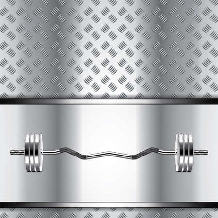 Vector fitness background with metal realistic dumbbellのイラスト素材