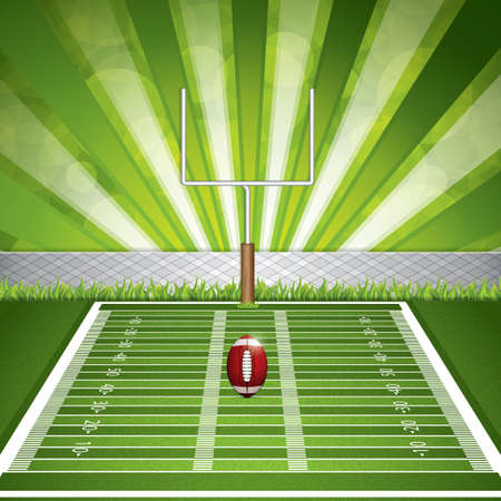 American football stadium with detailed ball and goalpost. Vector illustration.のイラスト素材
