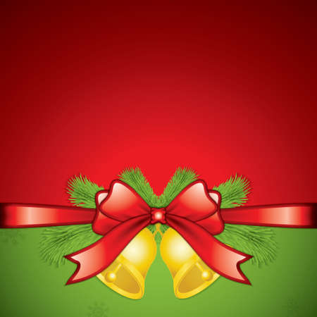 Christmas background with ribbon and bells. Vector illustrationのイラスト素材