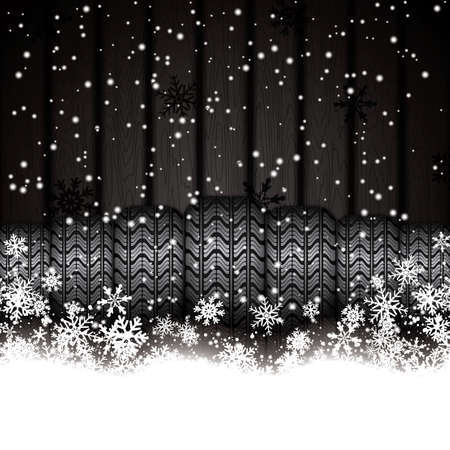Dark background of realistic rubber tires.Winter concept.Vectorのイラスト素材