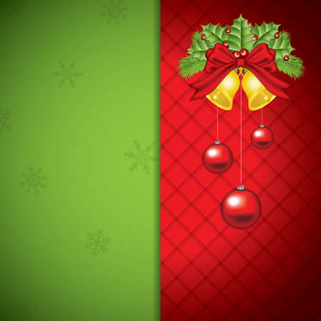 Christmas background with ribbon and bells. Vector illustrationのイラスト素材
