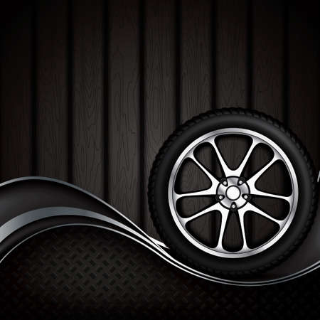 Realistic car wheel with shining rim.Vector illustrationのイラスト素材
