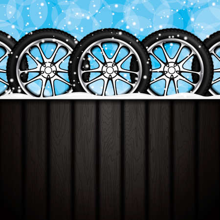 Realistic car wheels.Winter concept.Vectorのイラスト素材