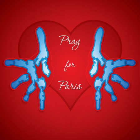 Helping hands and text Pray for Paris illustrationのイラスト素材