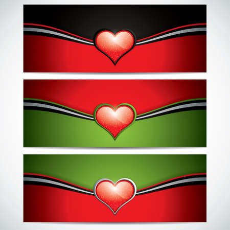 Set of horizontal Valentines Day banner.Vectorのイラスト素材