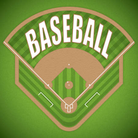 A vector illustration of a baseball field from above view.のイラスト素材