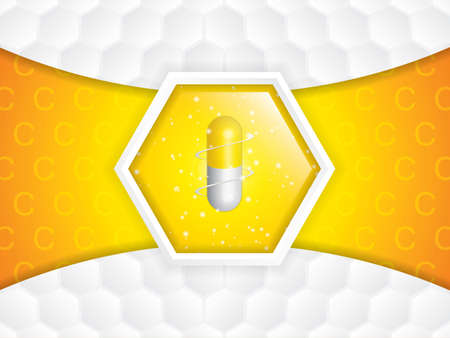 Vitamin C glossy brochure.Science concept - vector illustrationのイラスト素材