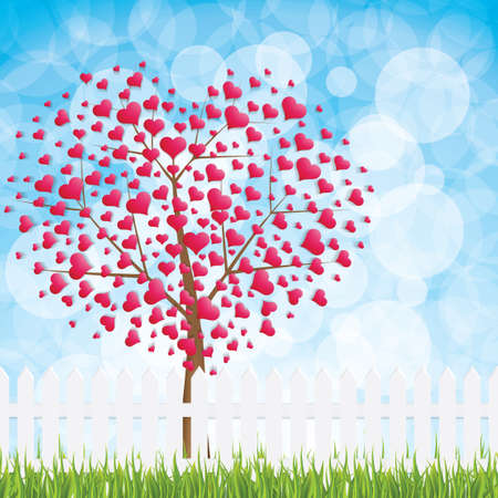 Tree in the shape of heart, valentines day background.Vector.のイラスト素材