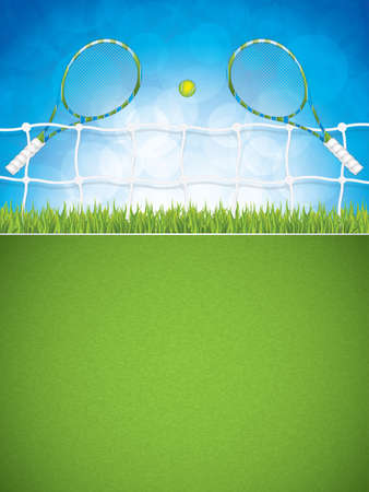 Vector illustration of tennis brochure with racket and ball.のイラスト素材