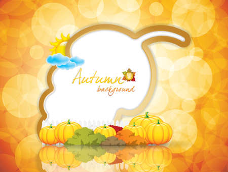 Autumn frame with pumpkins.Thanksgiving concept.Vector illustration.のイラスト素材