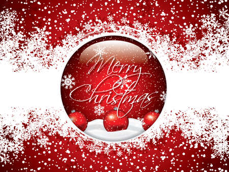 Glass globe with Christmas Scene.Holiday frame.Vector illustration.のイラスト素材