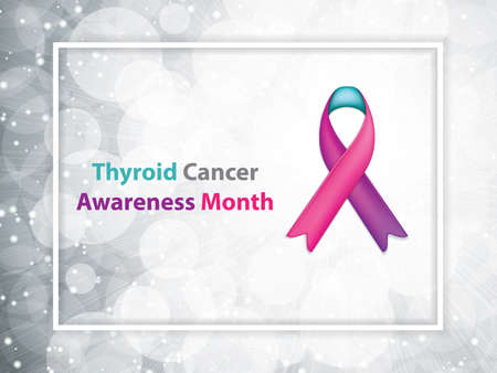 Thyroid cancer awareness banner with ribbon template design vector illustrationのイラスト素材