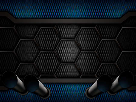 Metallic blue hexagonal net design. Vector illustration.のイラスト素材