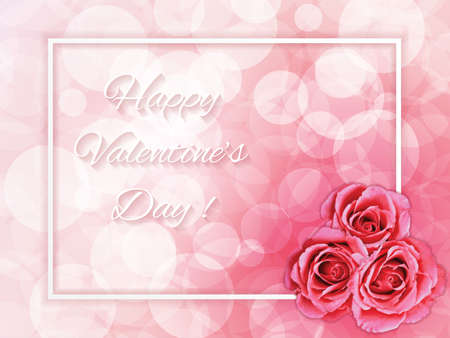 Happy Valentines Day greeting card with pink roses.Vector illustrationのイラスト素材
