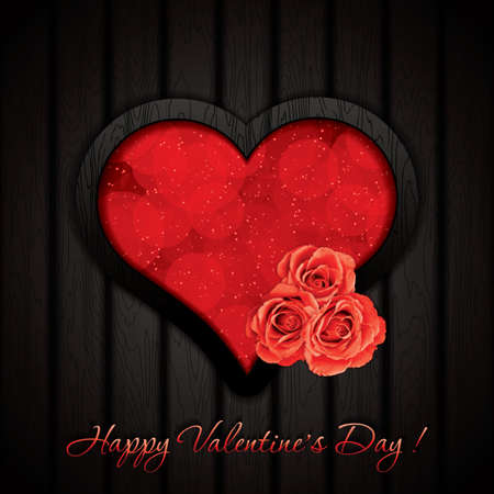 Happy Valentines Day greeting card with red roses.Vector illustration.のイラスト素材