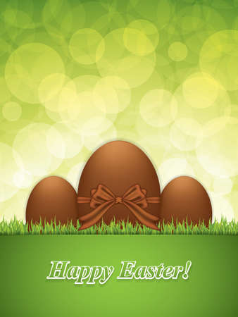 Easter greeting card with chocolate eggs.Holiday vector illustrationのイラスト素材