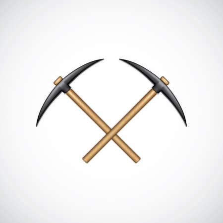 Realistic pickax. Mining tool vector illustration.のイラスト素材