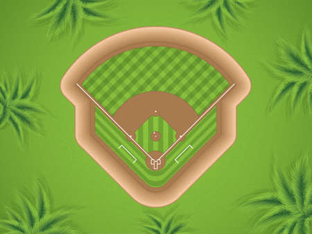 A vector illustration of a baseball field at park, top viewのイラスト素材