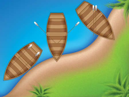 Boats on the lake, top view.Summer concept vectorのイラスト素材