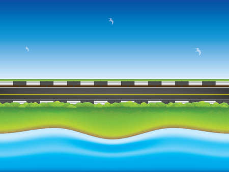 Road near the seaのイラスト素材