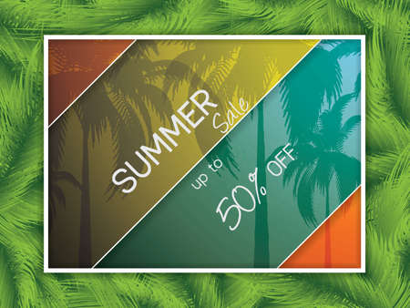 Tropical background with palm trees.Summer sale vectorのイラスト素材