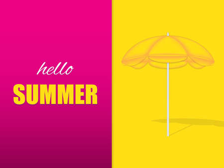 Vector illustration of beach umbrella, minimal summer concept backgroundのイラスト素材