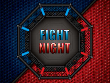 Vector illustration of MMA cage.Mixed martial arts octagon cage, top viewのイラスト素材