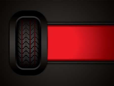 Black rubber tires on red background, vector illustrationのイラスト素材